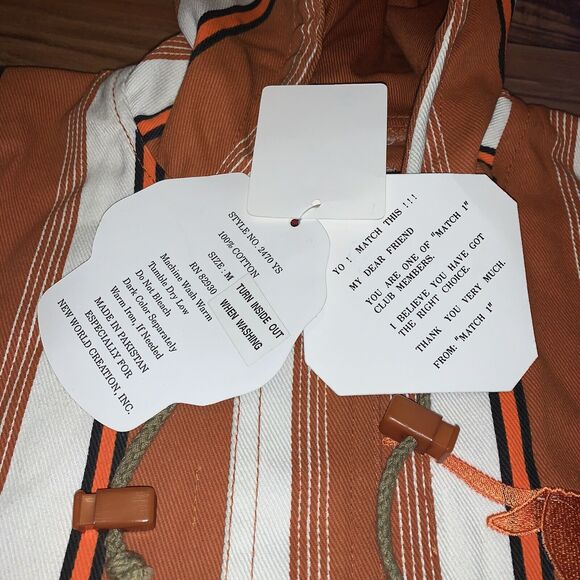 Vintage NWT Texas Longhorns Striped Canvas NCAA Button Jacket NEW Sz Medium RARE - Picture 3 of 12